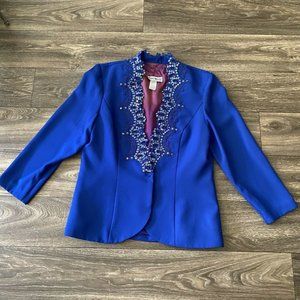 Vintage Karen Miller NY Blue Bolero Jacket Blazer